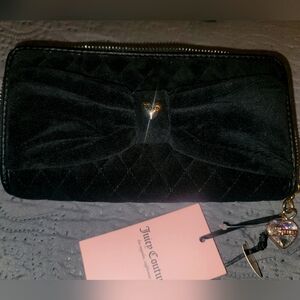 Juicy Couture Black Quilted Wallet with Heart Charm